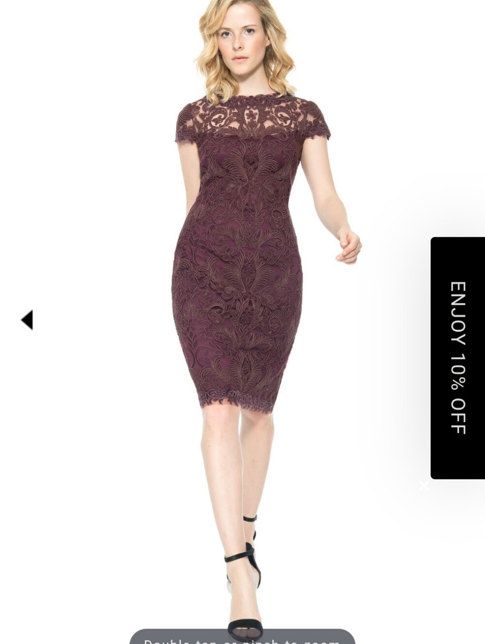 Tadashi Shoji Corded Embroidery on Tulle Cap Sleeve Dress